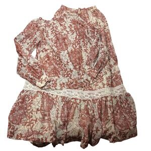 VTG 70s 2 Pc Set Boho Maxi Skirt Sheer Blouse Lined Lace‎ Romantic Peasant Small